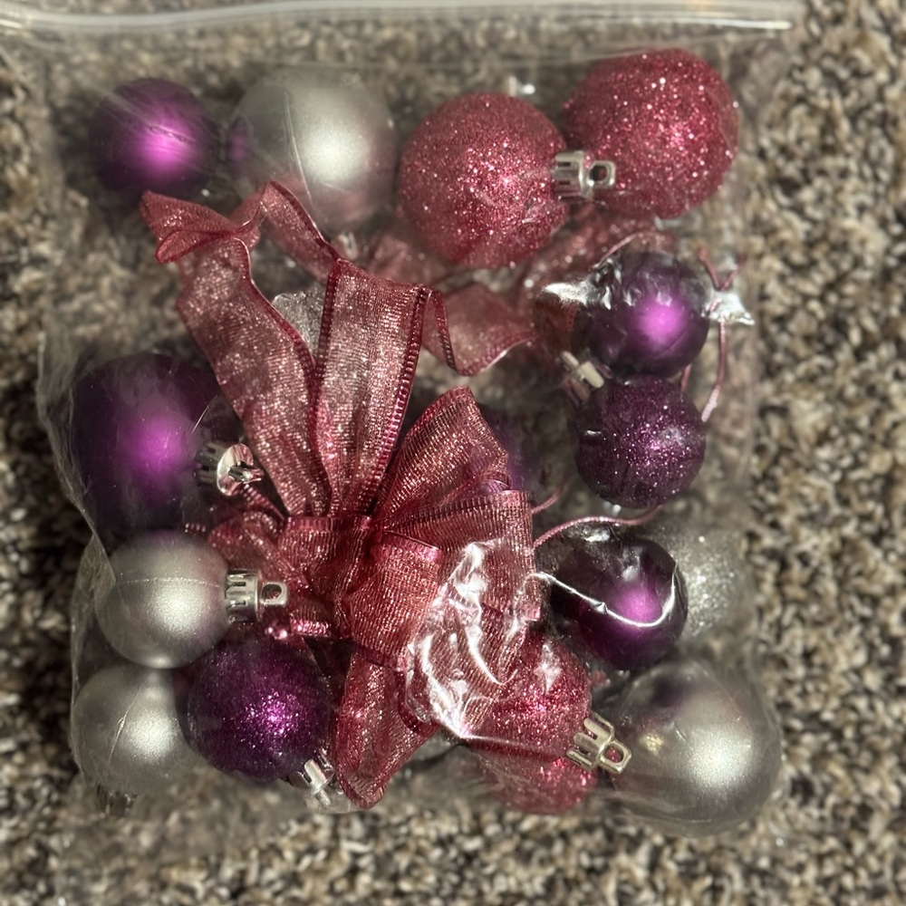 Pink and Silver Christmas Ornaments